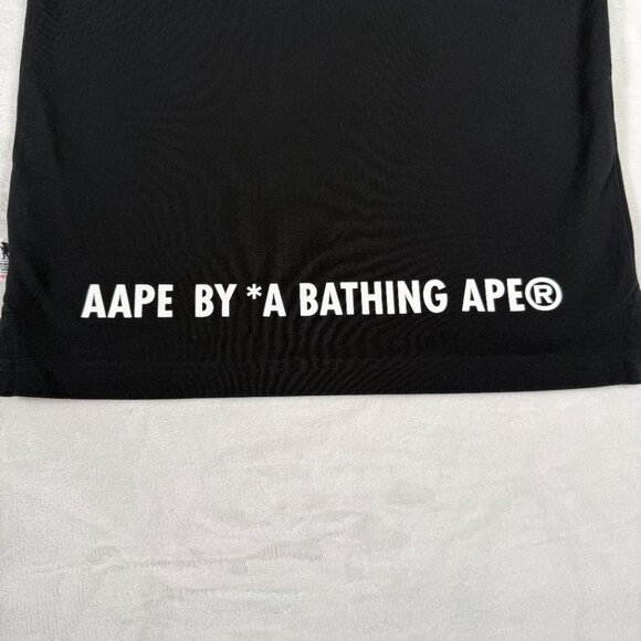 AAPE BY A BATHING APE Polo Shirt Men Size S Black Short Sleeve 100% Cotton Logo - Picture 14 of 14